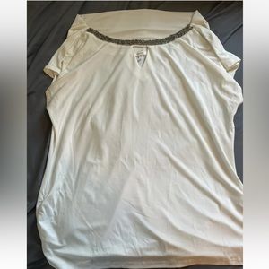 Maurice’s XL Top White Beaded Neckline Short Sleeve
